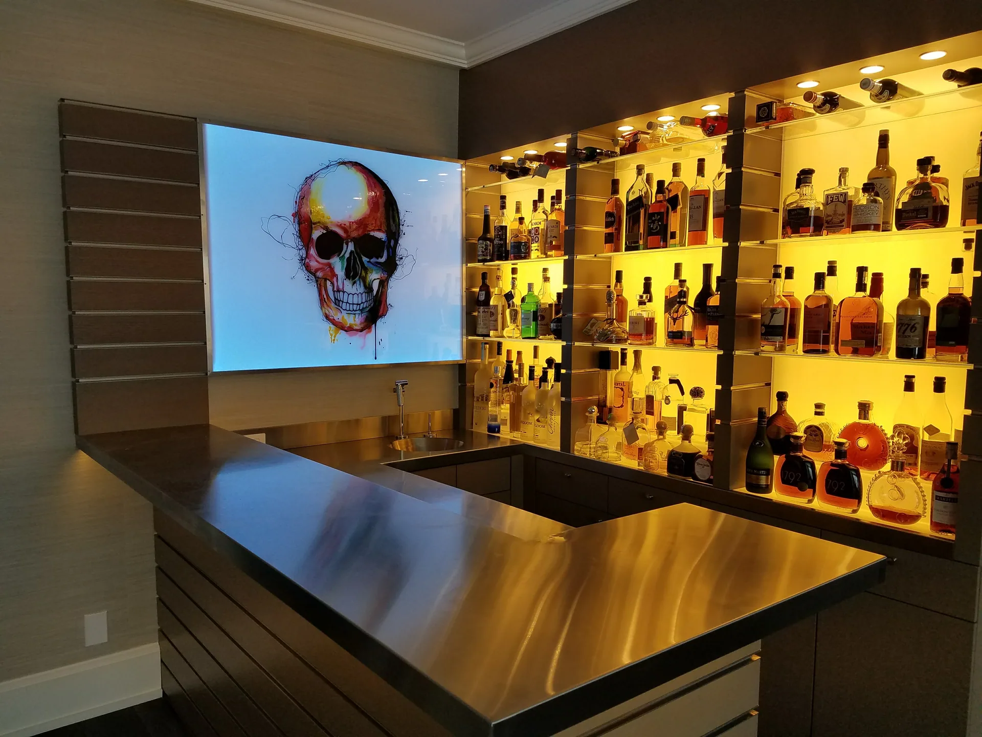 Modern Bar with Lit Wine Wall — gallery 1