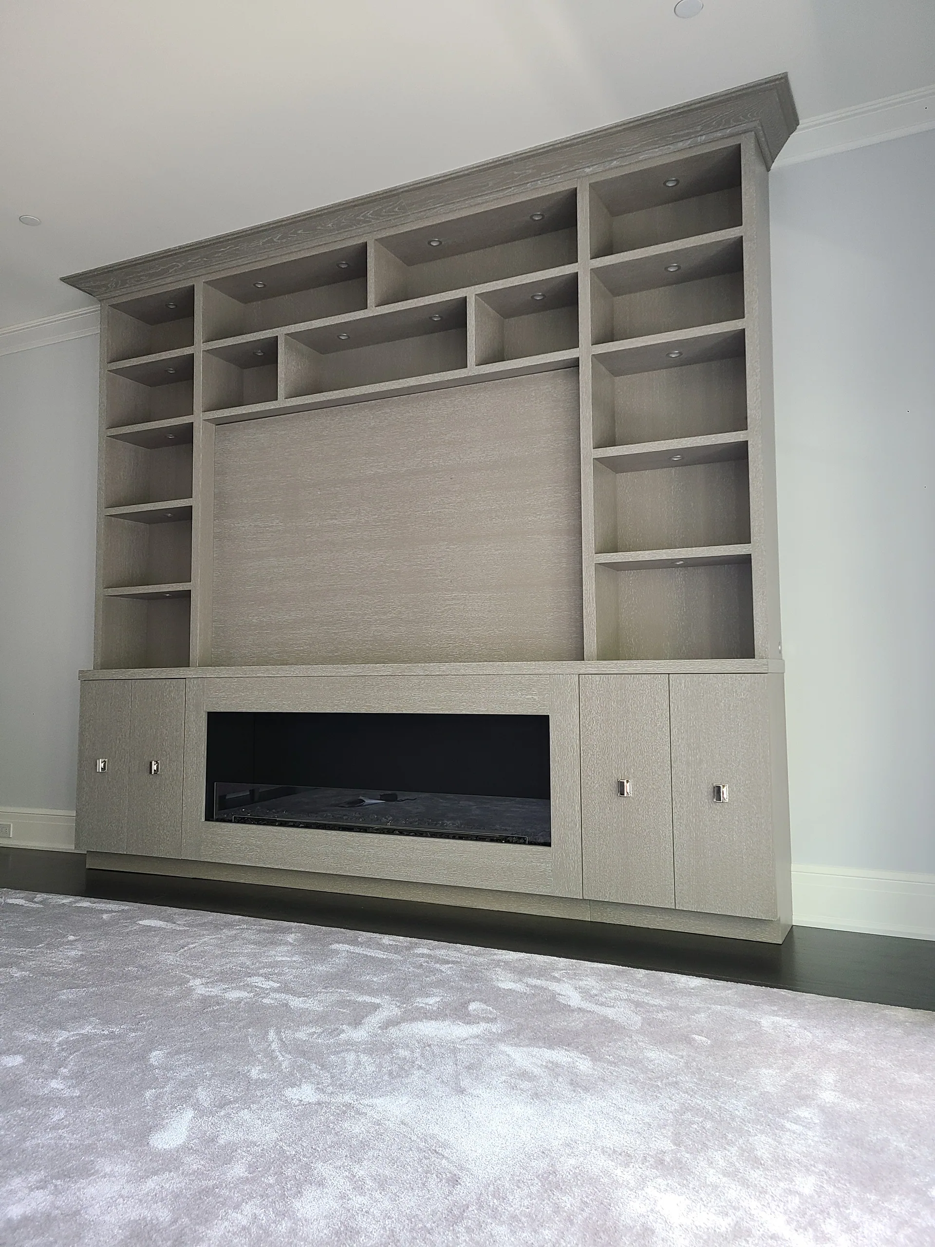 Oak Media Wall with Fireplace — gallery 2