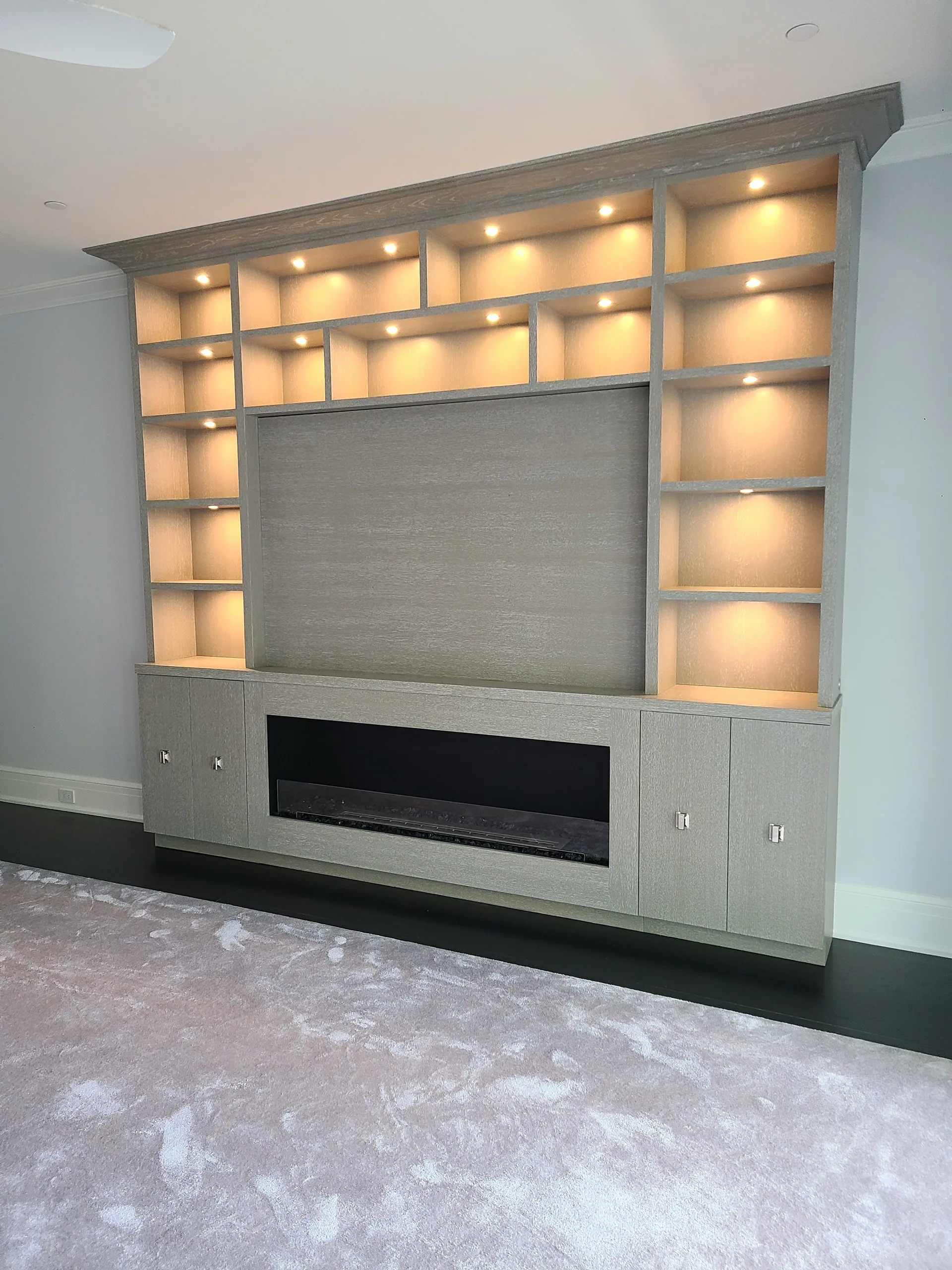 Oak Media Wall with Fireplace — gallery 3